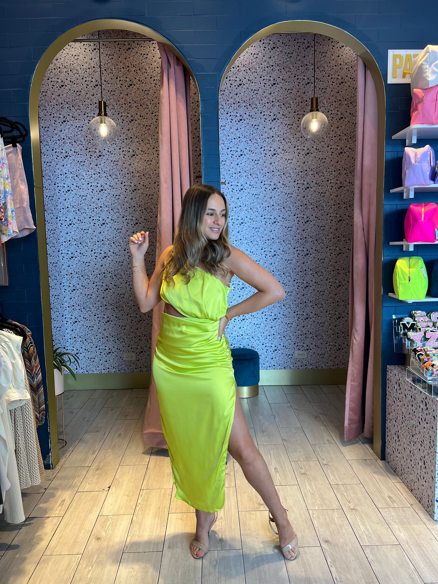 Lime cut out dress