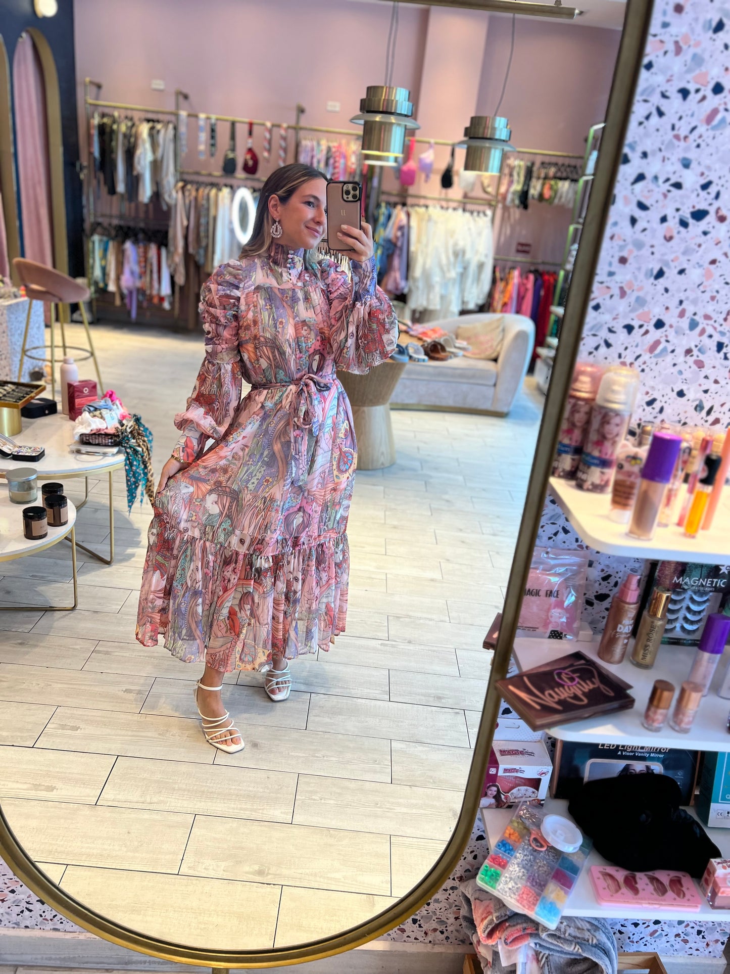 Maxi puffy printed dress