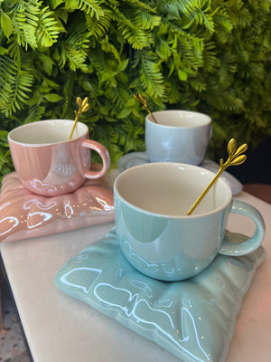 Signature mermaid coffee cup & plate