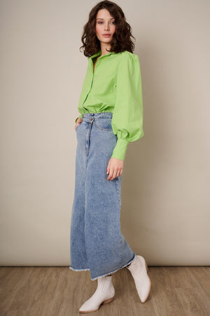 Denim maxi slit skirt