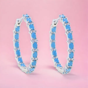 Turquoise & Pave Hoops
