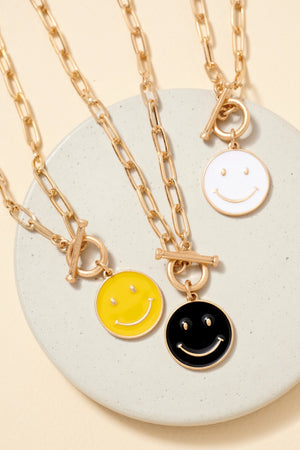 smiley yellow clip necklace