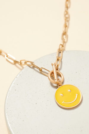 smiley yellow clip necklace
