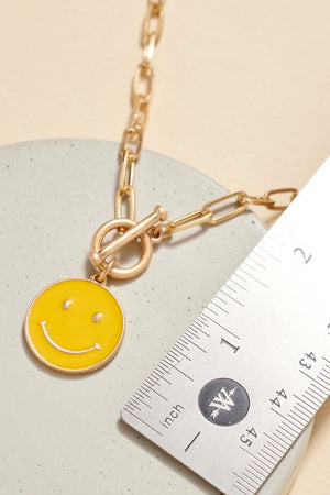 smiley yellow clip necklace