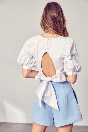 White puffy bow top