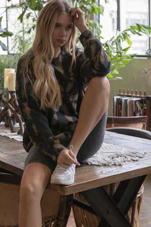 tie dye black & mockha pullover loungewear