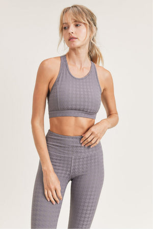 Grey plum textured sport bra