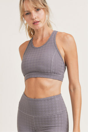 Grey plum textured sport bra