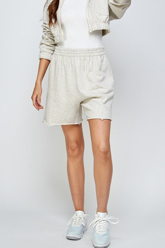 Ecru knit shorts