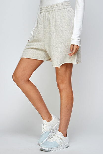 Ecru knit shorts