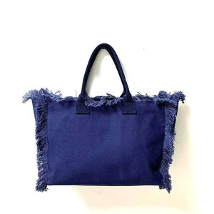 Canvas Fringed blue bag