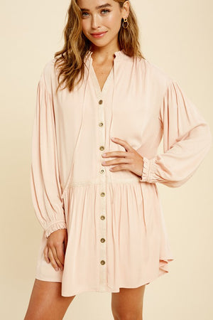 blush ruffled dress