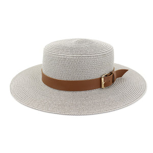 grey straw hat