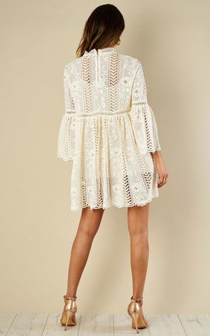 White crochet ruffled dress