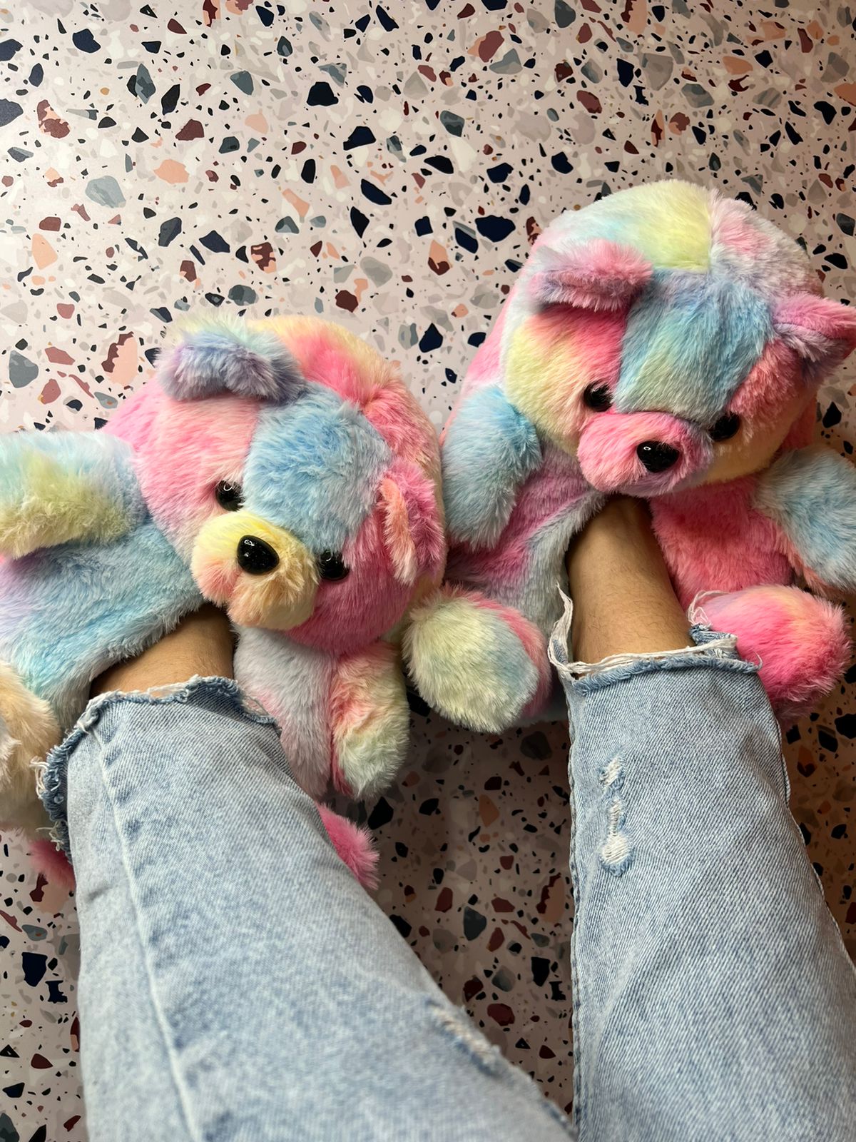 Teddy tie dye slippers