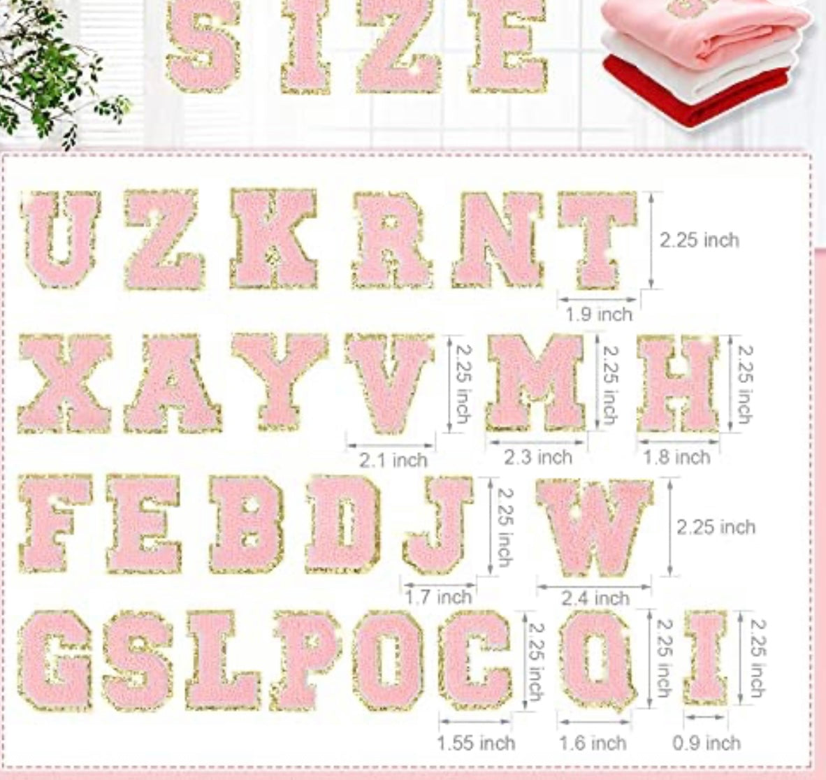 Pink glitter letter patch