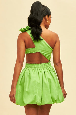 Lime cut out puffy dress