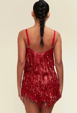 Red fringed sequins dress