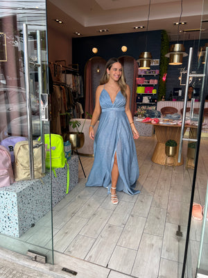 Dusty blue sparkle dress