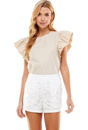 Beige ruffled top