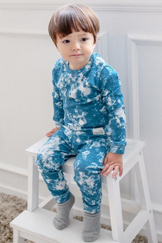 Aqua tie dye pj set