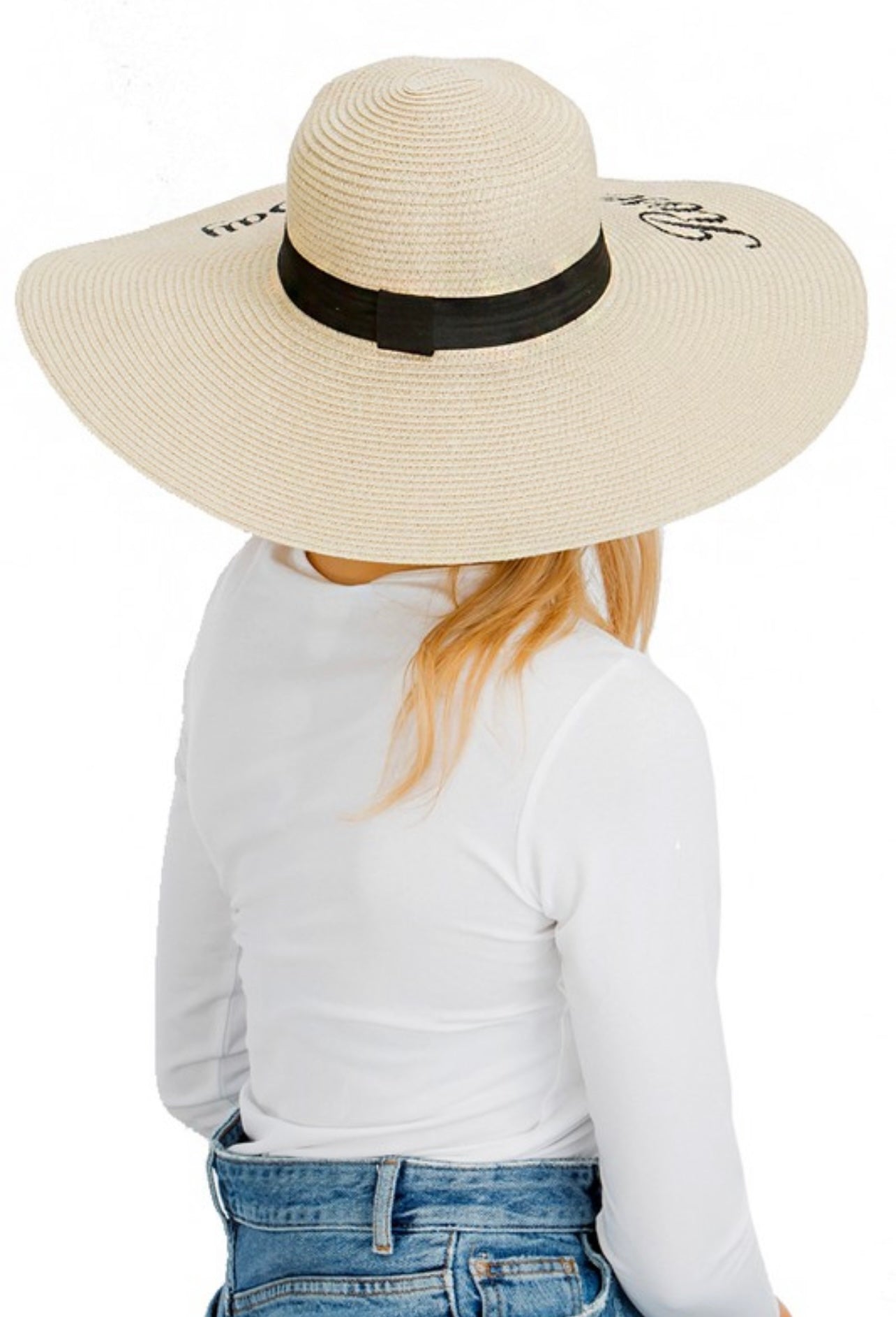 Beige rose all day straw hat