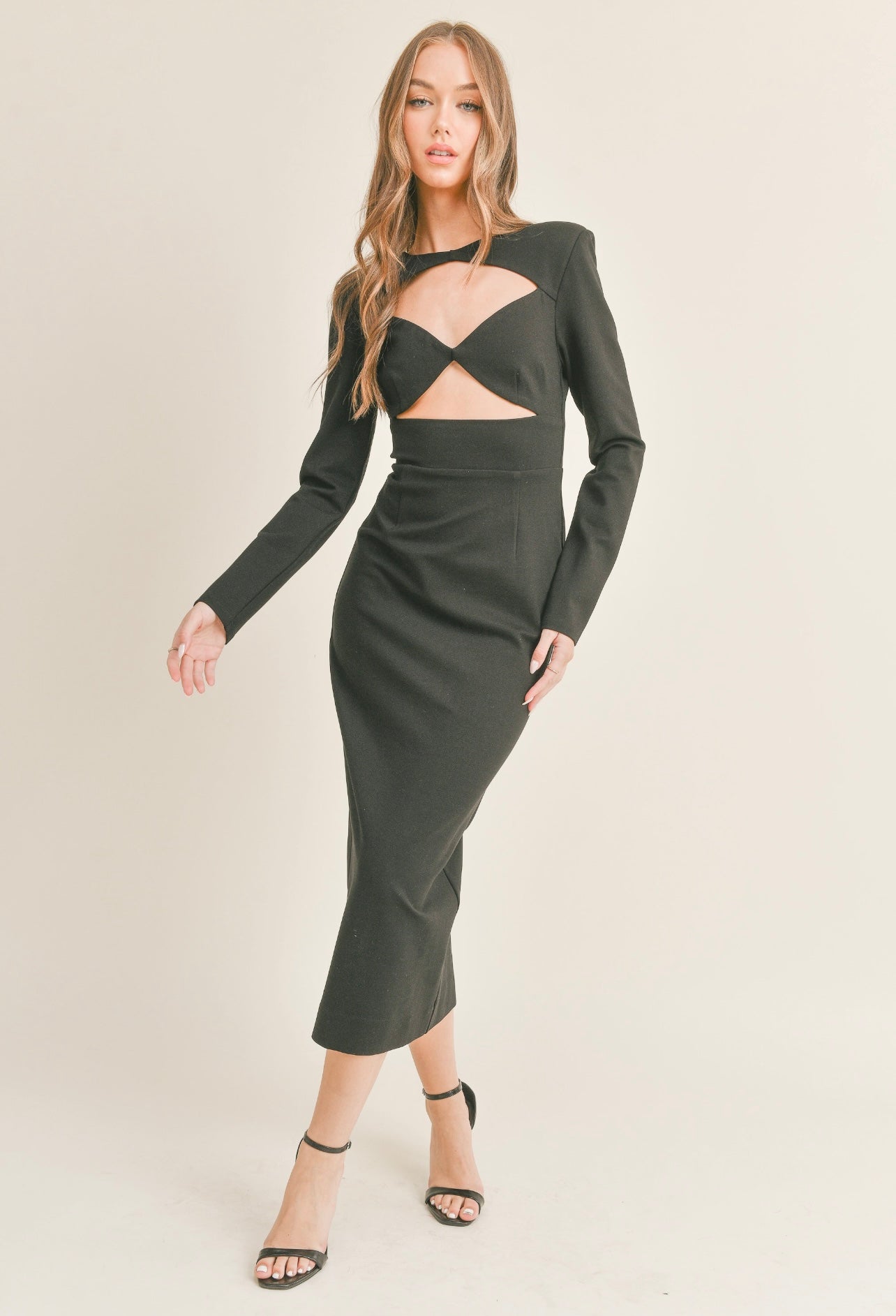 Black cut out midi dress