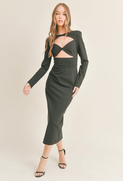 Black cut out midi dress