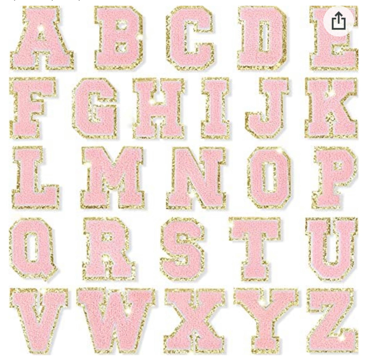 Pink glitter letter patch