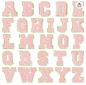 Pink glitter letter patch