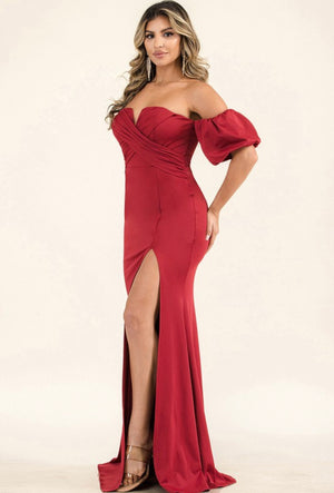 Red off shoulder dress