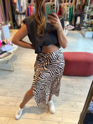 Zebra printed midi skirt