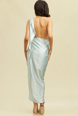 Nalas Mint one shoulder silky dress