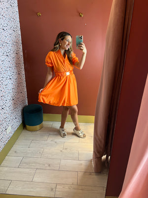 Orange bubble hem dress