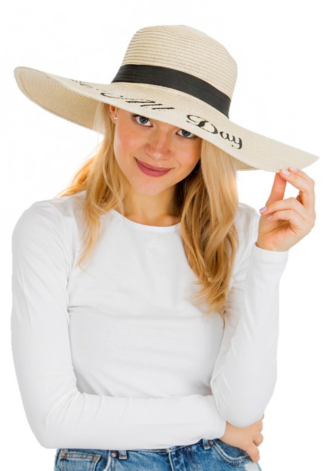 Beige rose all day straw hat