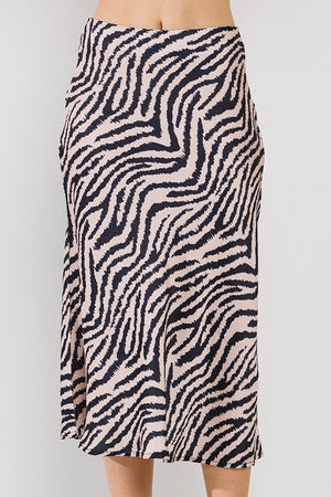Zebra printed midi skirt