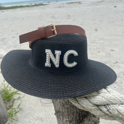 black straw hat