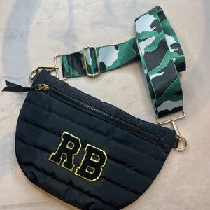 Green & silver bag  fanny strap