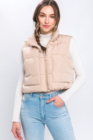 Nude puffy vest