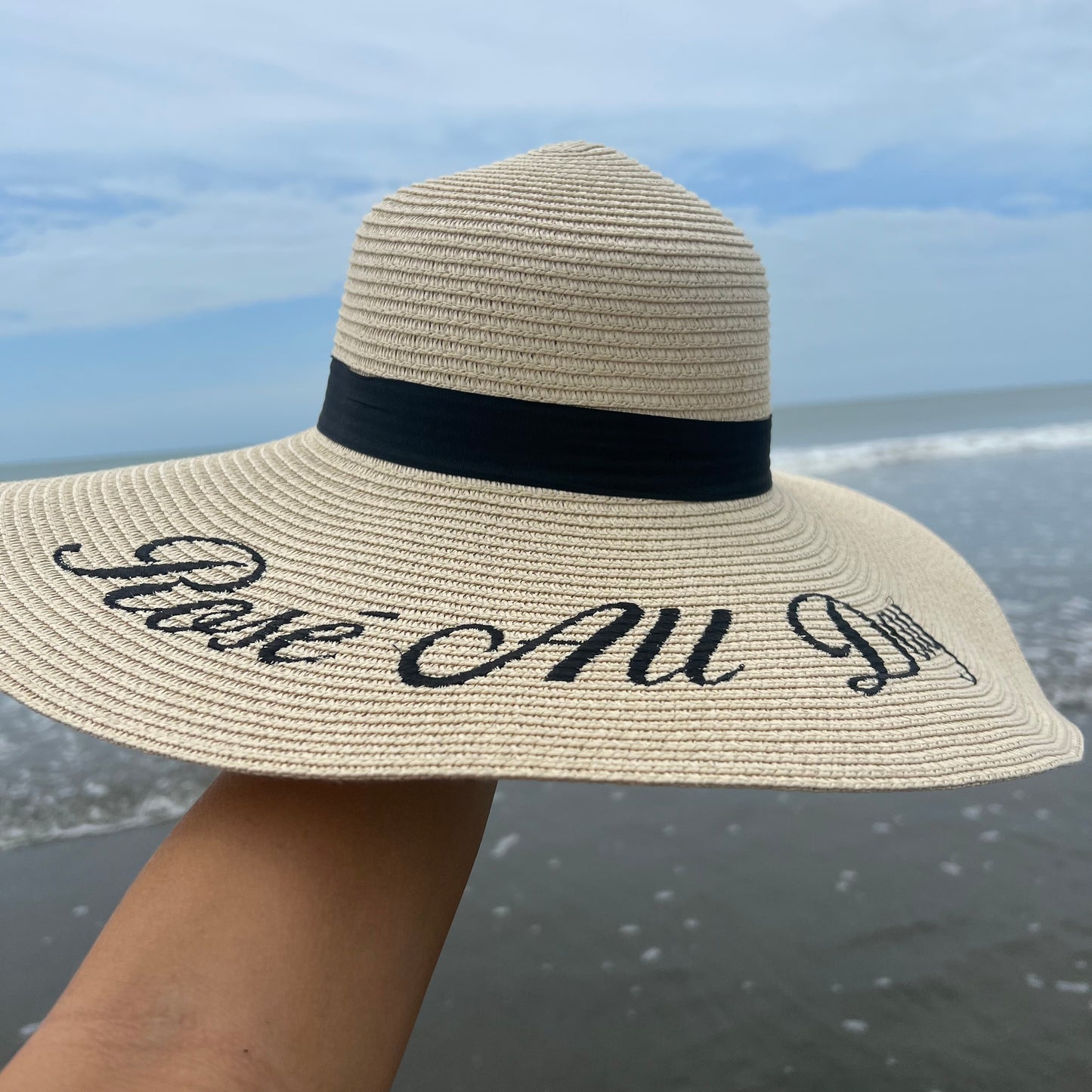 Beige rose all day straw hat