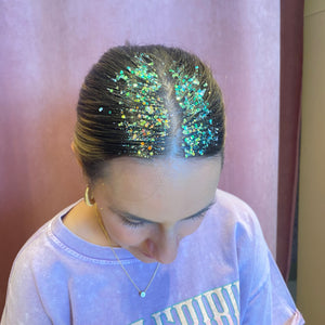 White glitter for face and hair