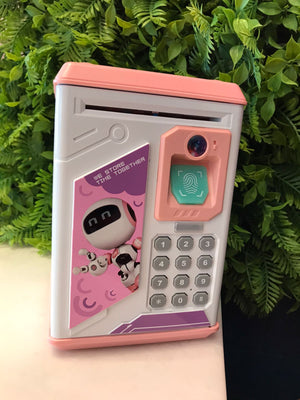 Pink robot ATM Bank