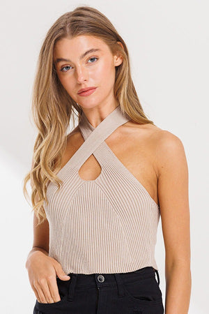 Taupe ribbed top