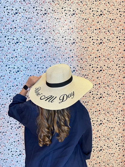 Beige rose all day straw hat