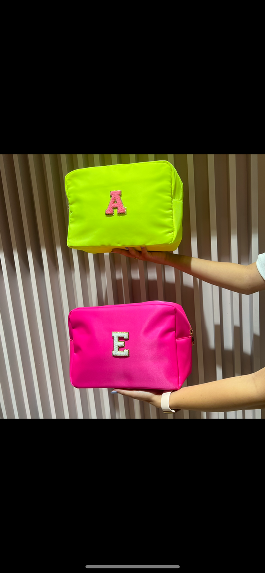 Neon yellow nylon pouch