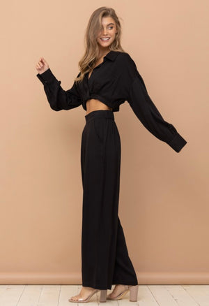 Black wide pants & crop top