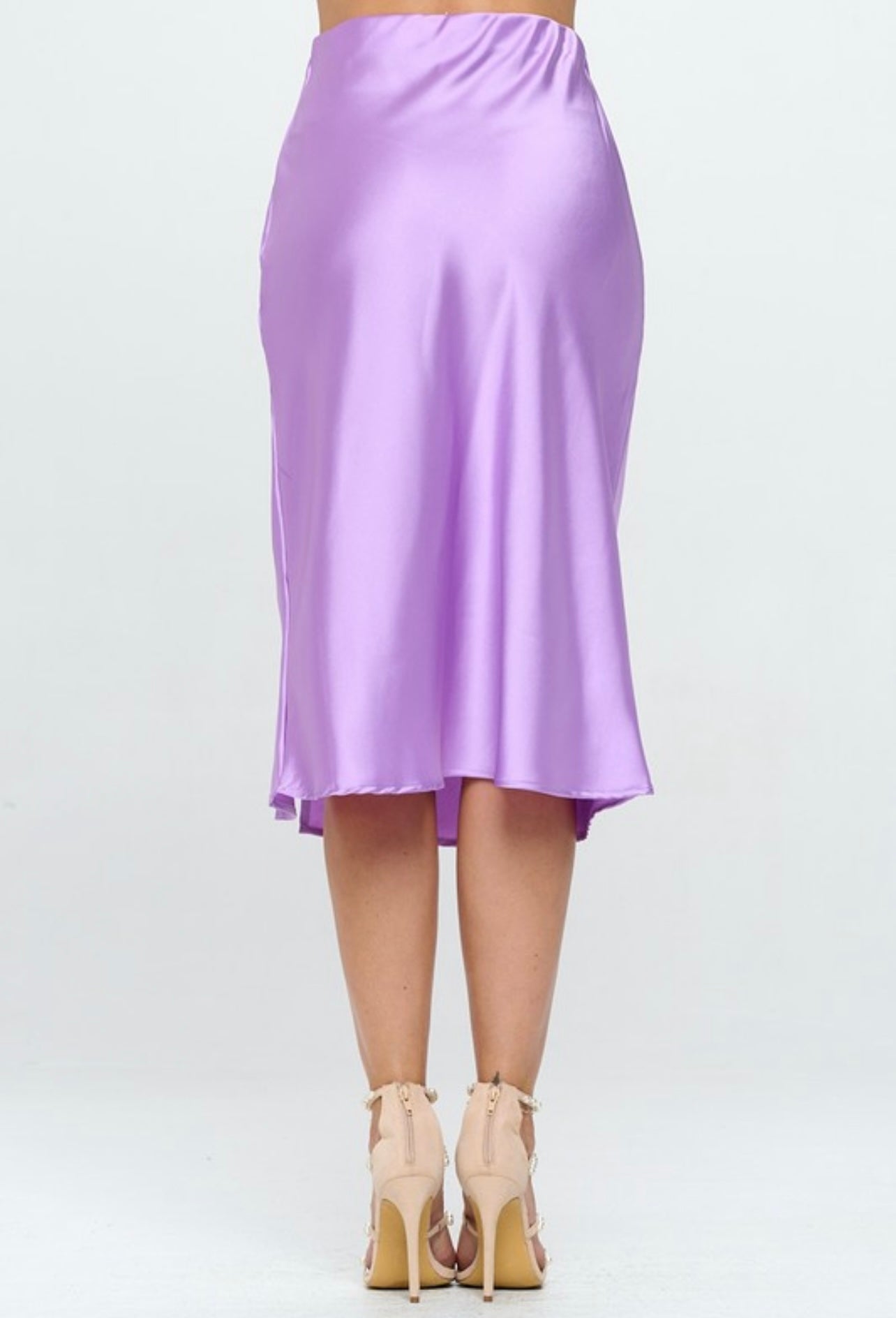 Lavender silky midi skirt