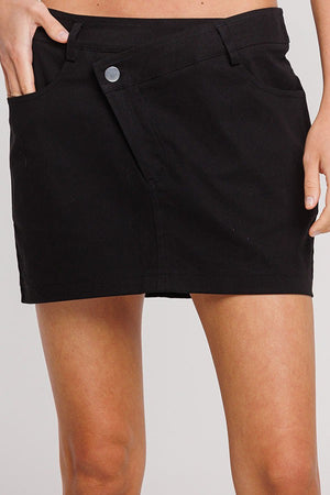 Black crossover mini skirt