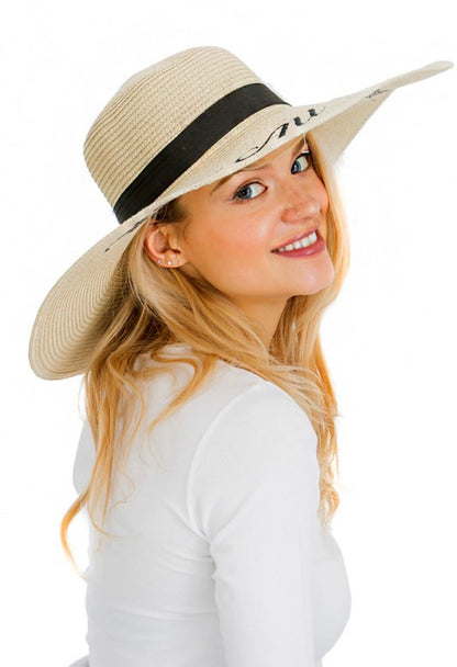 Beige rose all day straw hat